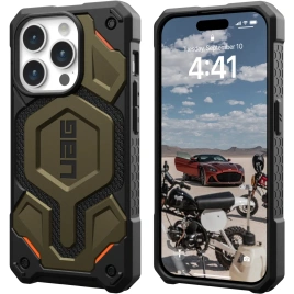 Чехол UAG с поддержкой MagSafe Monarch Pro для iPhone 15 Pro Kevlar Elemental Green (11422111397B)