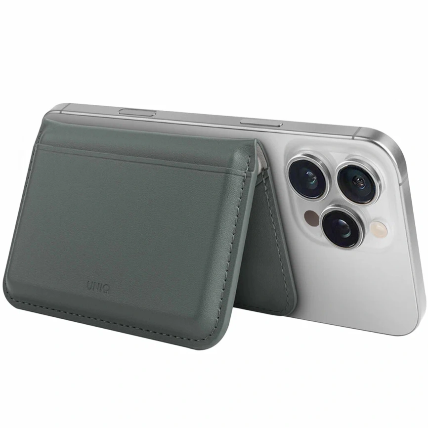 Картхолдер Uniq Lyden DS RFID-Blocking Magnetic Wallet Lichen Green/Ivory (LYDENDSMW-LGRNIVY) фото 3