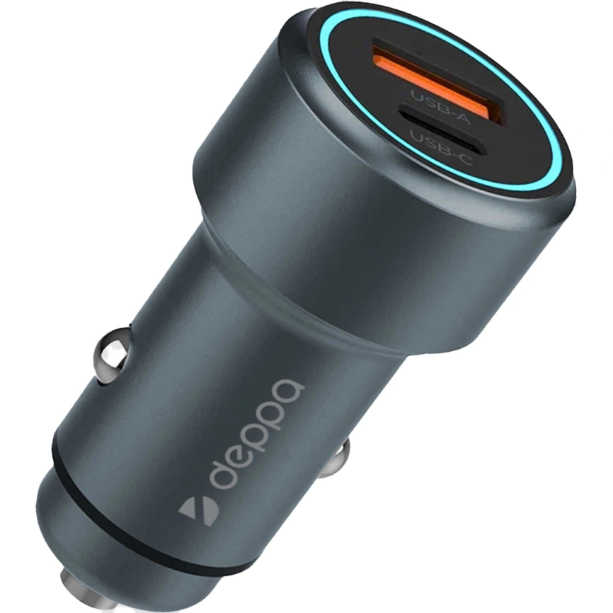 Автомобильное зарядное устройство Deppa 48W USB-A/USB-C Gray (11220) фото 1