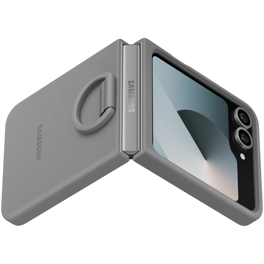 Чехол Samsung Silicone Case with Ring для Galaxy Z Flip6 Gray фото 2
