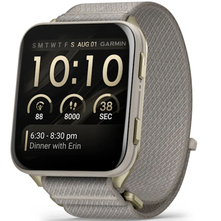 Смарт-часы Garmin Venu X1 Soft Gold with Titanium Caseback and French Gray Nylon Band (010-02980-08) фото 1