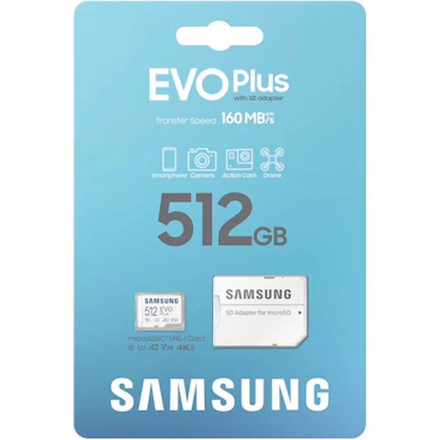 Карта памяти Samsung EVO Plus 512GB MicroSDXC Class 10/UHS-I U3 (MB-MC512SA) фото 6